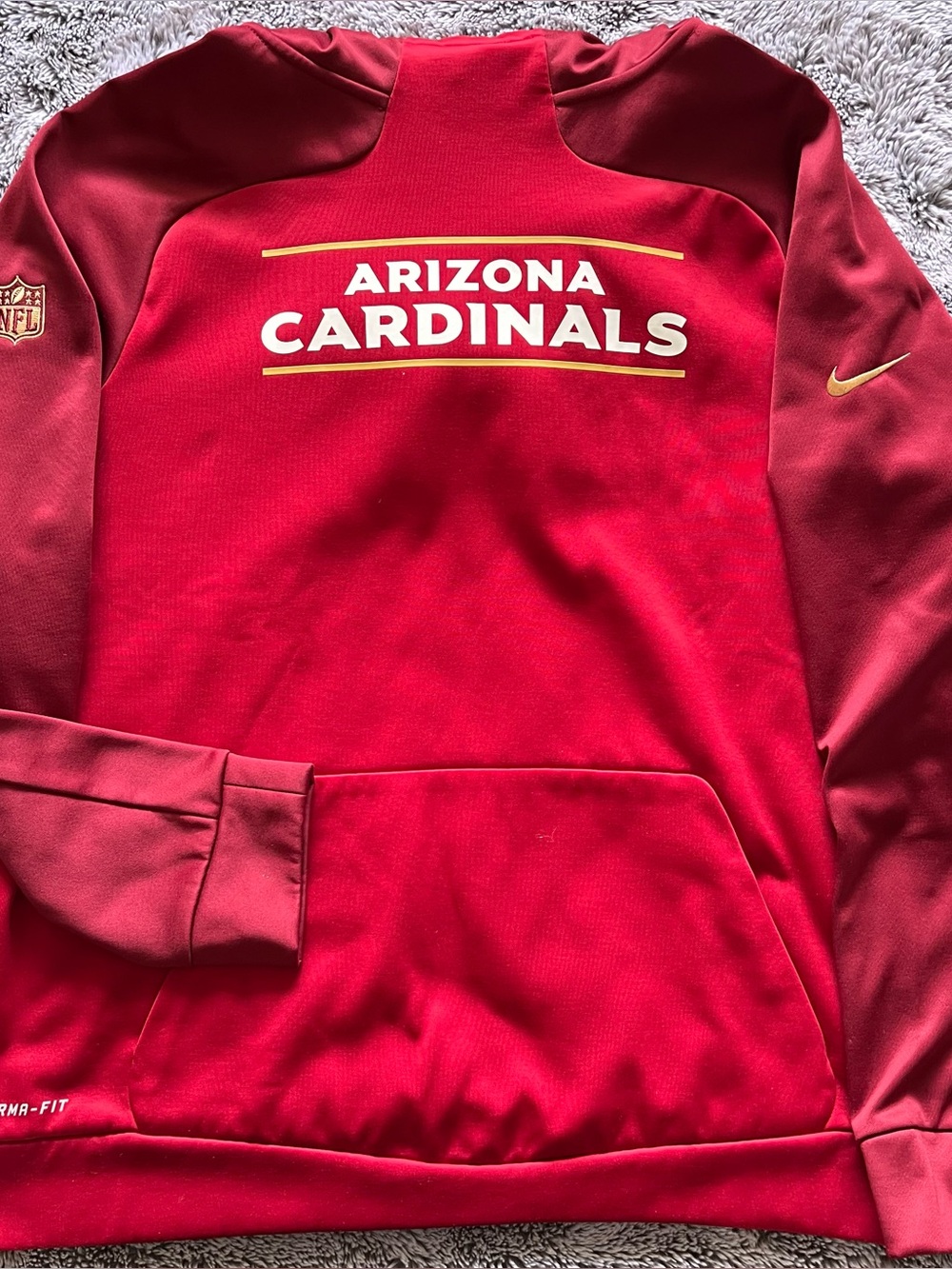 Arizona Cardinals Red & Gold Nike ThermaFit Pullover Hoodie: Men’s XL